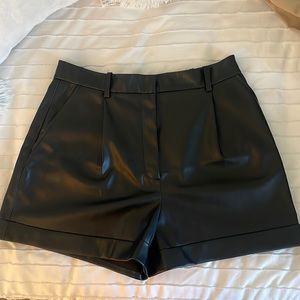 Zara black faux leather shorts